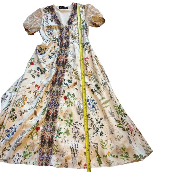 Anthropologie Women’s XS Donna Floral Embroidered Cream Midi Dress Cottagecore - Picture 12 of 12